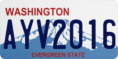 WA license plate AYV2016
