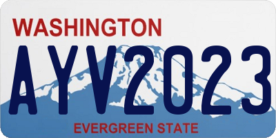 WA license plate AYV2023