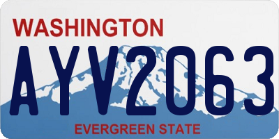 WA license plate AYV2063