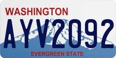 WA license plate AYV2092