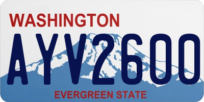 WA license plate AYV2600