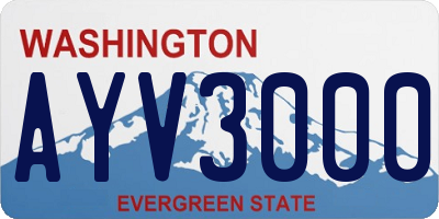 WA license plate AYV3000