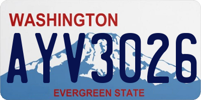 WA license plate AYV3026