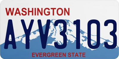 WA license plate AYV3103