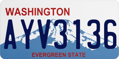 WA license plate AYV3136