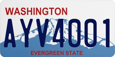 WA license plate AYV4001
