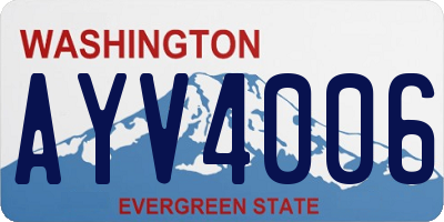 WA license plate AYV4006