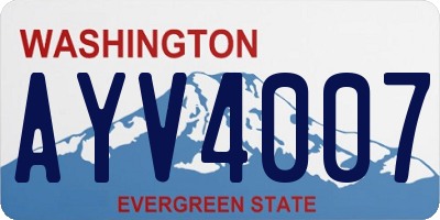 WA license plate AYV4007