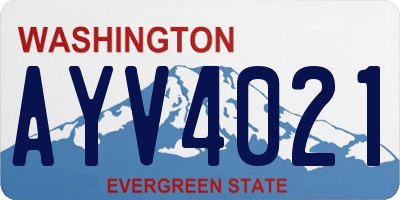 WA license plate AYV4021