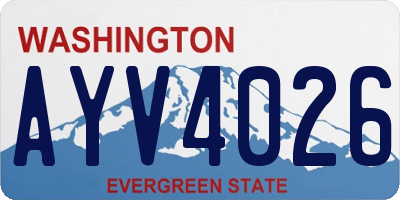 WA license plate AYV4026