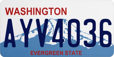 WA license plate AYV4036