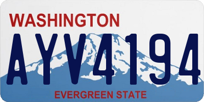 WA license plate AYV4194