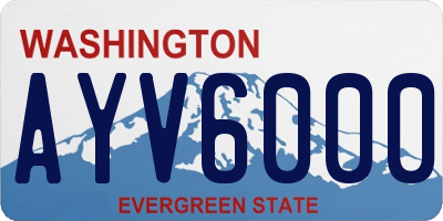 WA license plate AYV6000