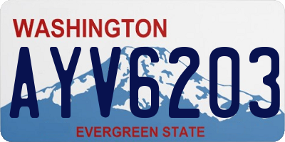 WA license plate AYV6203