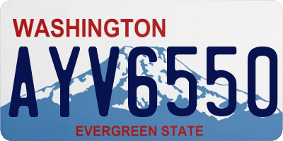 WA license plate AYV6550