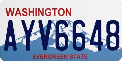WA license plate AYV6648