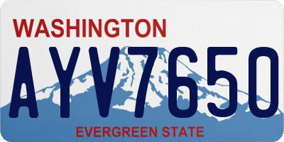 WA license plate AYV7650