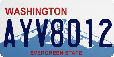 WA license plate AYV8012