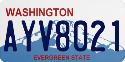 WA license plate AYV8021