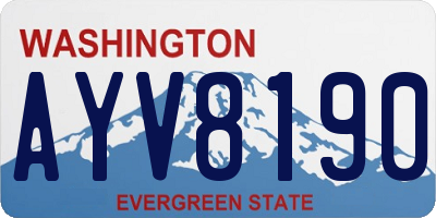 WA license plate AYV8190