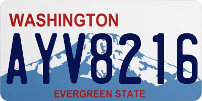 WA license plate AYV8216