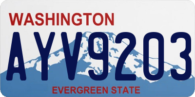 WA license plate AYV9203