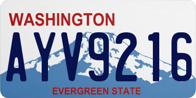 WA license plate AYV9216