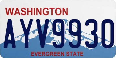 WA license plate AYV9930