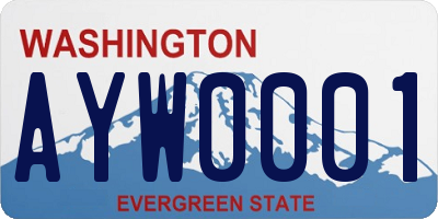 WA license plate AYW0001