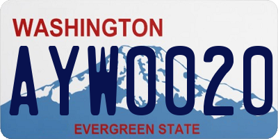 WA license plate AYW0020