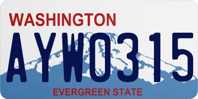 WA license plate AYW0315