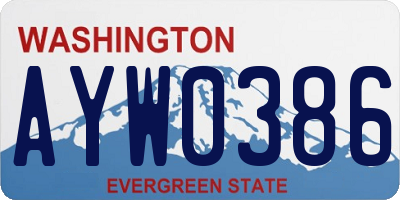 WA license plate AYW0386