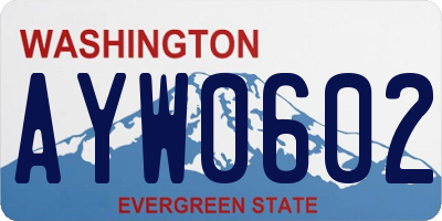 WA license plate AYW0602