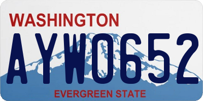 WA license plate AYW0652