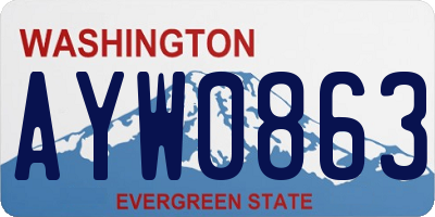 WA license plate AYW0863