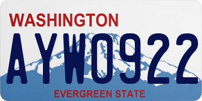 WA license plate AYW0922