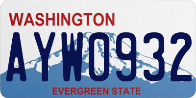 WA license plate AYW0932