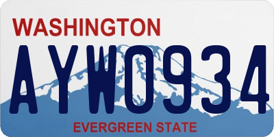WA license plate AYW0934