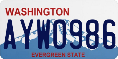 WA license plate AYW0986