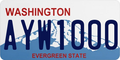 WA license plate AYW1000