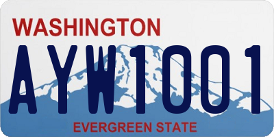 WA license plate AYW1001