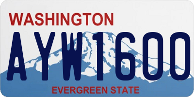WA license plate AYW1600