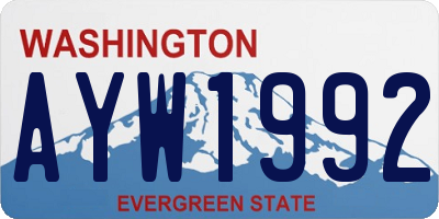 WA license plate AYW1992