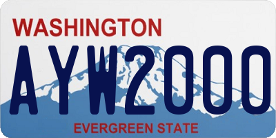 WA license plate AYW2000
