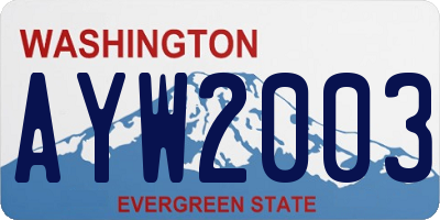 WA license plate AYW2003