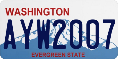 WA license plate AYW2007