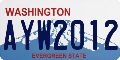 WA license plate AYW2012