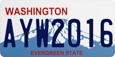 WA license plate AYW2016