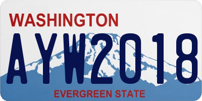 WA license plate AYW2018