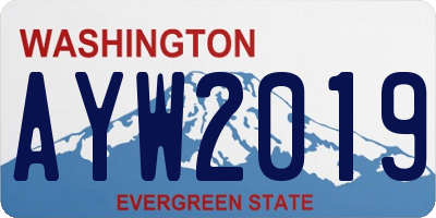 WA license plate AYW2019